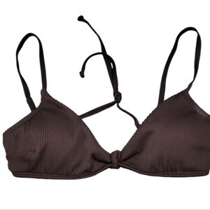 Hollister Brown Ribbed Triangle Bikini Top